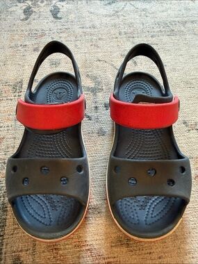 CROCS Kids Blue and Red Strap Sandals
